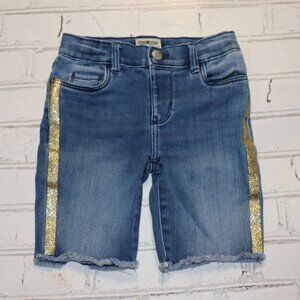✨ Gold-Striped Jean Shorts – Girls 6/6X